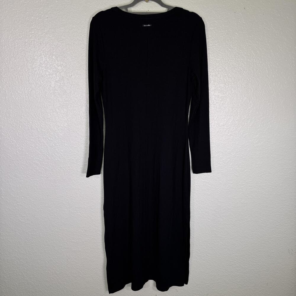 Travis Mathew Cloud Rib Retreat Dress Womens Large Black Rib Knit Midi NEW - Picture 2 of 11